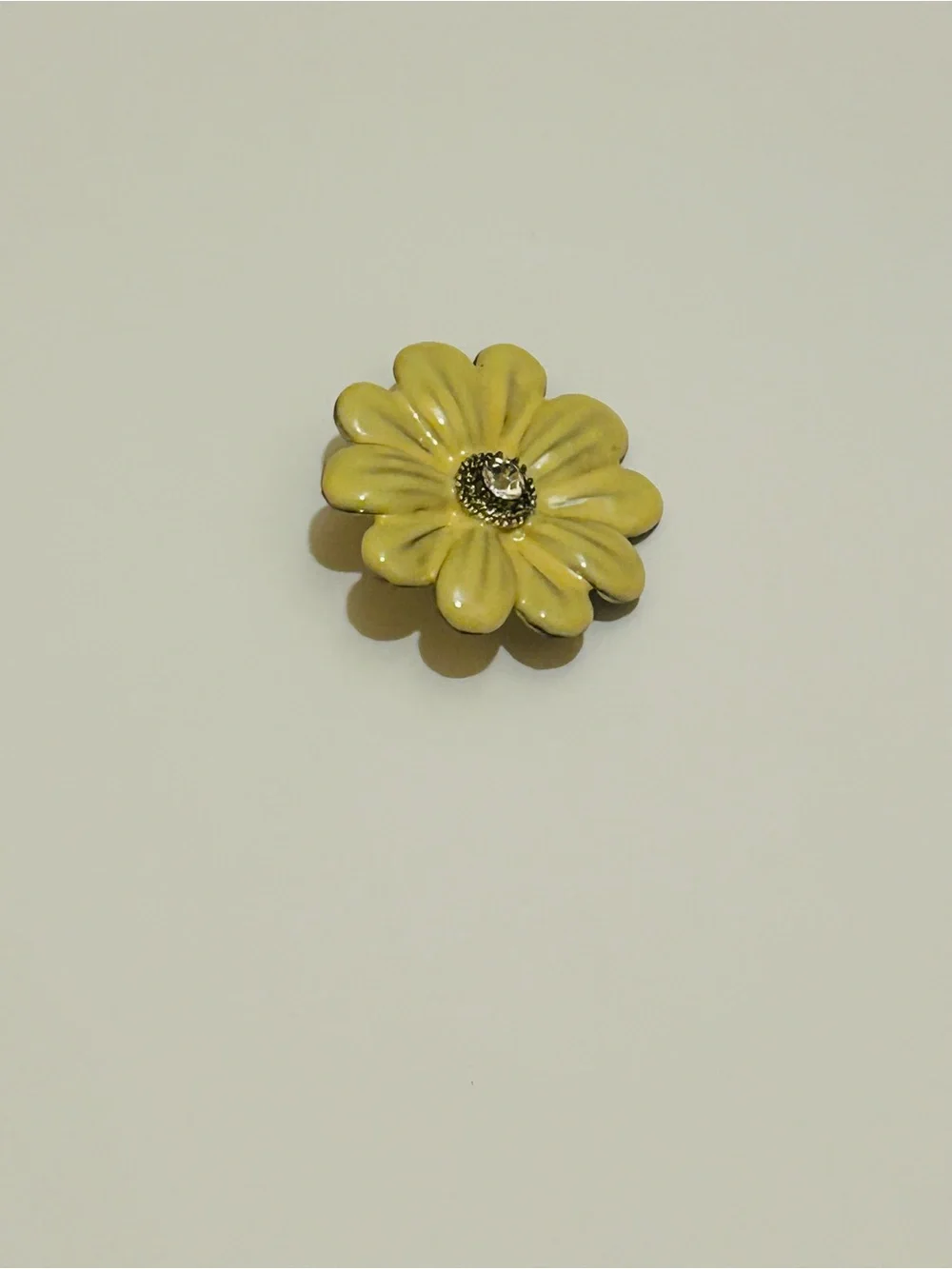 Yellow Flower Enamel Brooch with Gold Accent